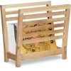 Relaxdays Porte-magazines Porte-revues Support Pour Journaux En Bois De Noyer HxlxP: 38,5 X 26,5 X 40 Cm, Nature -Petit rangement Soldes Magasin 10367019 1