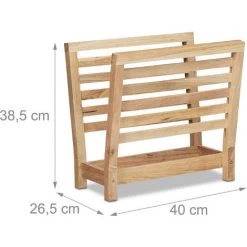Relaxdays Porte-magazines Porte-revues Support Pour Journaux En Bois De Noyer HxlxP: 38,5 X 26,5 X 40 Cm, Nature -Petit rangement Soldes Magasin 10367019 3