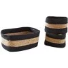 AUBRY GASPARD Corbeilles Rectangulaires En Jacinthe Et Coton (Lot De 3) Noir - Naturelle Et Noire