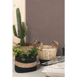 AUBRY GASPARD Corbeilles Rectangulaires En Jacinthe Et Coton (Lot De 3) Noir - Naturelle Et Noire -Petit rangement Soldes Magasin 10383615 3