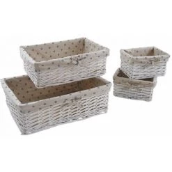 AUBRY GASPARD Corbeilles Blanches Rangement Malin (Lot De 4) Naturel - Blanc