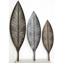 AUBRY GASPARD Corbeilles Feuilles En Métal Laqué (Lot De 3) Multicolore - Doré, Argenté Et Bronze -Petit rangement Soldes Magasin 10759069 3