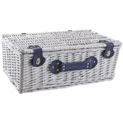 AUBRY GASPARD Valise Pique-nique En Osier Laqué Blanc Flora Blanc - Blanc -Petit rangement Soldes Magasin 11165931 2