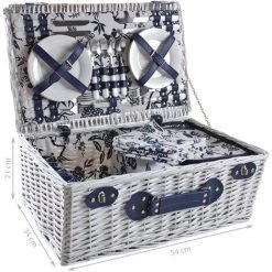 AUBRY GASPARD Valise Pique-nique En Osier Laqué Blanc Flora Blanc - Blanc -Petit rangement Soldes Magasin 11165931 3