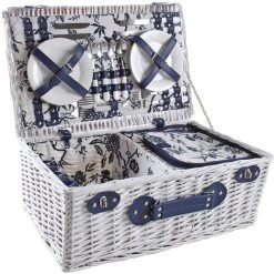 AUBRY GASPARD Valise Pique-nique En Osier Laqué Blanc Flora Blanc - Blanc -Petit rangement Soldes Magasin 11165931 4