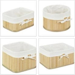 Relaxdays Boîte De Rangement En Bambou Lot De 4 HxlxP 17,5 X 32 X 23 Cm Pour Armoire Et Placard, Nature -Petit rangement Soldes Magasin 11261348 5