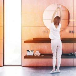 Relaxdays Boîte De Rangement Lot De 3 Paniers Tressés PP Bambou Salle De Bain Cosmétiques Corbeille, Rose -Petit rangement Soldes Magasin 11490525 4