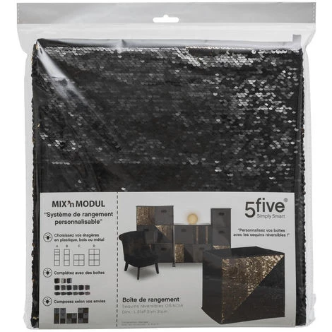 Five - Boîte De Rangement Sequins Réversibles Or/Noir 31 X 31 Cm - Noir/doré 4 Five - Boîte De Rangement Sequins Réversibles Or/Noir 31 X 31 Cm - Noir/doré – Image 2