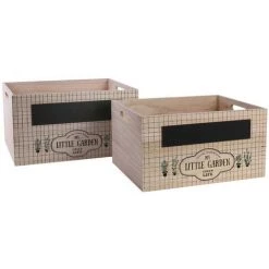 THE HOME DECO FACTORY Caisses Gigognes En Bois Ardoise My Little Garden (Lot De 2) Beige - Beige