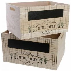 THE HOME DECO FACTORY Caisses Gigognes En Bois Ardoise My Little Garden (Lot De 2) Beige - Beige -Petit rangement Soldes Magasin 12186473 3