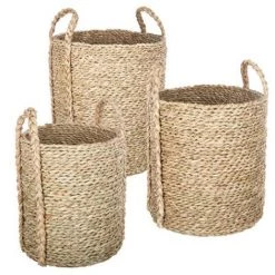 Lot De 3 Paniers De Rangement En Osier Coloris Naturel -PEGANE-