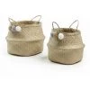 Kave Home - Set De 2 Paniers Thai Maron En Fibre Végétale Naturel Avec Anses Et Pompons - Naturel -Petit rangement Soldes Magasin 12391614 1