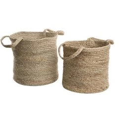 BELIANI Lot De 2 Corbeilles Textiles Beiges - Beige