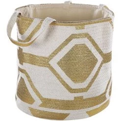 BELIANI Corbeille Textile Crème Et Doré - Blanc