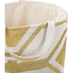 BELIANI Corbeille Textile Crème Et Doré - Blanc -Petit rangement Soldes Magasin 12684467 4