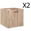 Lot De 2 Boites De Rangement En Bois Naturel - L. 30.5 X P. 30.5 X H. 30.5 Cm -PEGANE-