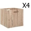 Lot De 4 Boites De Rangement En Bois Naturel - L. 30.5 X P. 30.5 X H. 30.5 Cm -PEGANE- -Petit rangement Soldes Magasin 12941623 1