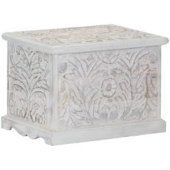 VidaXL Boîte De Rangement 58x40x40 Cm Bois D'acacia Solide - Blanc