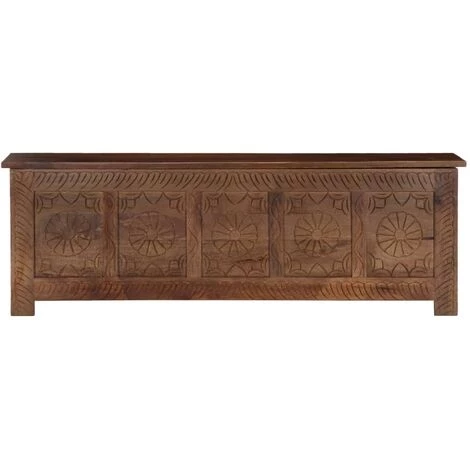 VidaXL Boîte De Rangement 120x30x40 Cm Bois De Manguier Solide - Brun 4 VidaXL Boîte De Rangement 120x30x40 Cm Bois De Manguier Solide - Brun – Image 2