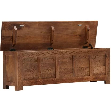 VidaXL Boîte De Rangement 120x30x40 Cm Bois De Manguier Solide - Brun 6 VidaXL Boîte De Rangement 120x30x40 Cm Bois De Manguier Solide - Brun – Image 4
