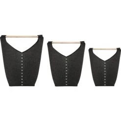 BELIANI Lot De 3 Corbeilles Textilles Grises Foncés - Gris -Petit rangement Soldes Magasin 13454885 4