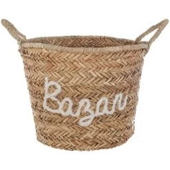 ATMOSPHERA, CRÉATEUR D'INTÉRIEUR Panier Osier Avec Broderie Blanc - Multicolore