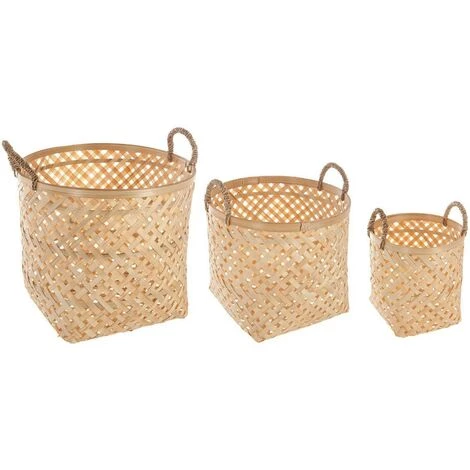 ATMOSPHERA, CRÉATEUR D'INTÉRIEUR Lot De 3 Paniers Bambou Naturel - Beige 3 ATMOSPHERA, CRÉATEUR D'INTÉRIEUR Lot De 3 Paniers Bambou Naturel - Beige