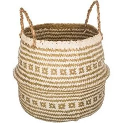 ATMOSPHERA, CRÉATEUR D'INTÉRIEUR Panier Tressé Seagrass Pli Frise Blanc - Multicolore