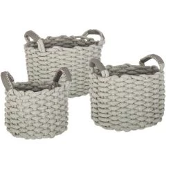 ATMOSPHERA, CRÉATEUR D'INTÉRIEUR Lot De 3 Paniers Tricot Rond Gris - Gris