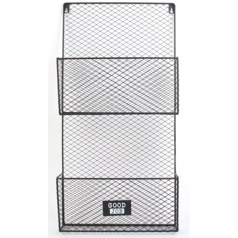 DITES LE AVEC DES MOTS Range Revues Mural En Métal Grillagé Noir - Noir 4 DITES LE AVEC DES MOTS Range Revues Mural En Métal Grillagé Noir - Noir – Image 2