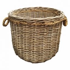MEUBLETMOI Panier Rond En Kubu Naturel Tressé D.54 Cm Avec Anses - SIBU L - Bois -Petit rangement Soldes Magasin 14159997 3