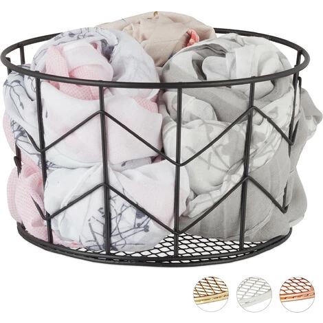 Relaxdays Corbeille Fil De Fer, Panier Métal, Pot Rangement Vêtement Accessoires, Cosmétiques, ∅ 21,5 Cm, Noir 3 Relaxdays Corbeille Fil De Fer, Panier Métal, Pot Rangement Vêtement Accessoires, Cosmétiques, ∅ 21,5 Cm, Noir