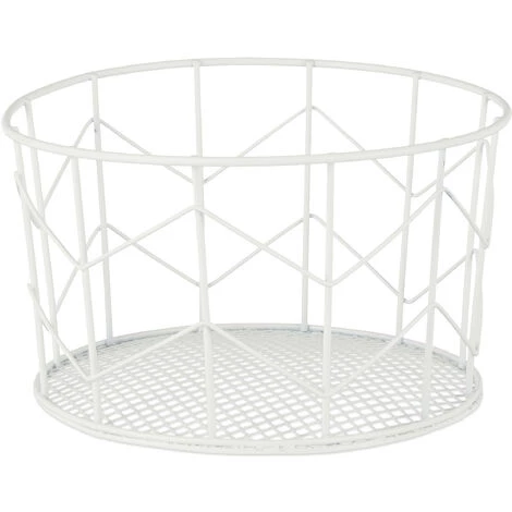 Relaxdays Corbeille Fil De Fer, Panier Métal, Pot Rangement Vêtement Accessoires, Cosmétiques, ∅ 21,5 Cm, Blanc 4 Relaxdays Corbeille Fil De Fer, Panier Métal, Pot Rangement Vêtement Accessoires, Cosmétiques, ∅ 21,5 Cm, Blanc – Image 2