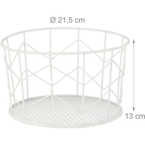 Relaxdays Corbeille Fil De Fer, Panier Métal, Pot Rangement Vêtement Accessoires, Cosmétiques, ∅ 21,5 Cm, Blanc 7 Relaxdays Corbeille Fil De Fer, Panier Métal, Pot Rangement Vêtement Accessoires, Cosmétiques, ∅ 21,5 Cm, Blanc – Image 5