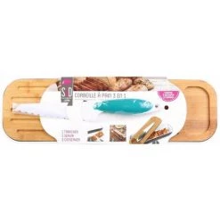SAVEUR ET DEGUSTATION Corbeille à Pain 3 En 1 Avec Couteau Vert Vert - Vert -Petit rangement Soldes Magasin 14876633 2