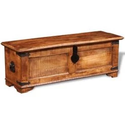 VidaXL Coffre De Rangement Bois Massif De Manguier - Brun -Petit rangement Soldes Magasin 1487945 3
