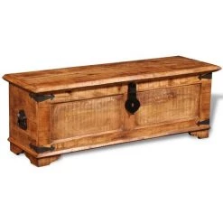 VidaXL Coffre De Rangement Bois Massif De Manguier - Brun -Petit rangement Soldes Magasin 1487945 4