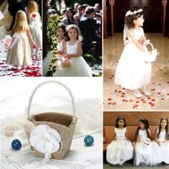 ASUPERMALL Panier De Fleurs, Panier De Fleurs Vintage Bowknot Dentelle, Decor De Fete -Petit rangement Soldes Magasin 15116558 3