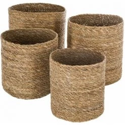 ATMOSPHERA Panier Roseau Naturel X 4 - Marron -Petit rangement Soldes Magasin 15482615 2