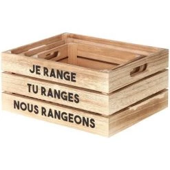 THE HOME DECO FACTORY Cagettes De Rangement La Vie En Famille (Lot De 3) Beige - Beige -Petit rangement Soldes Magasin 15561171 4