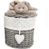 HEART OF THE HOME Panier De Rangement En Bois Enfant Kidy - Lapin - Diam. 18 X 18 - Gris -Petit rangement Soldes Magasin 15777382 1