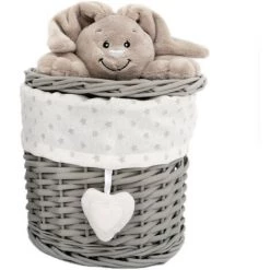 HEART OF THE HOME Panier De Rangement En Bois Enfant Kidy - Lapin - Diam. 18 X 18 - Gris