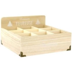 THE HOME DECO FACTORY Boite à Thé En Bois Bienvenue Au Chalet Beige - Beige