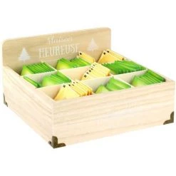 THE HOME DECO FACTORY Boite à Thé En Bois Bienvenue Au Chalet Beige - Beige -Petit rangement Soldes Magasin 15807984 3