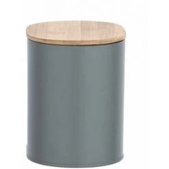 WENKO Boite De Rangement Salle De Bain Décorative Avec Couvercle Gara, Bambou - Acier, 14,5x13,5x10,5 Cm, Gris - Marron -Petit rangement Soldes Magasin 15852900 3