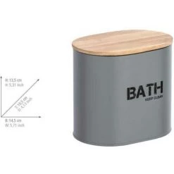 WENKO Boite De Rangement Salle De Bain Décorative Avec Couvercle Gara, Bambou - Acier, 14,5x13,5x10,5 Cm, Gris - Marron -Petit rangement Soldes Magasin 15852900 5