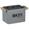WENKO Organiseur Salle De Bain Gara "Bath", Boite De Rangement Avec 4 Compartiments, Poignée Tressée, Acier, 19x12,5x13 Cm, Gris