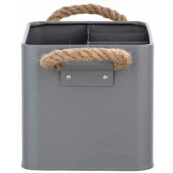 WENKO Organiseur Salle De Bain Gara "Bath", Boite De Rangement Avec 4 Compartiments, Poignée Tressée, Acier, 19x12,5x13 Cm, Gris -Petit rangement Soldes Magasin 15852901 3