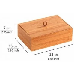 WENKO Boite De Rangement Avec Couvercle Terra L, Petite Boite De Rangement Decorative En Bois, Bambou, 22x15x7cm, Marron -Petit rangement Soldes Magasin 15852938 4