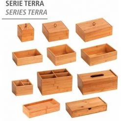 WENKO Boite De Rangement Avec Couvercle Terra L, Petite Boite De Rangement Decorative En Bois, Bambou, 22x15x7cm, Marron -Petit rangement Soldes Magasin 15852938 5